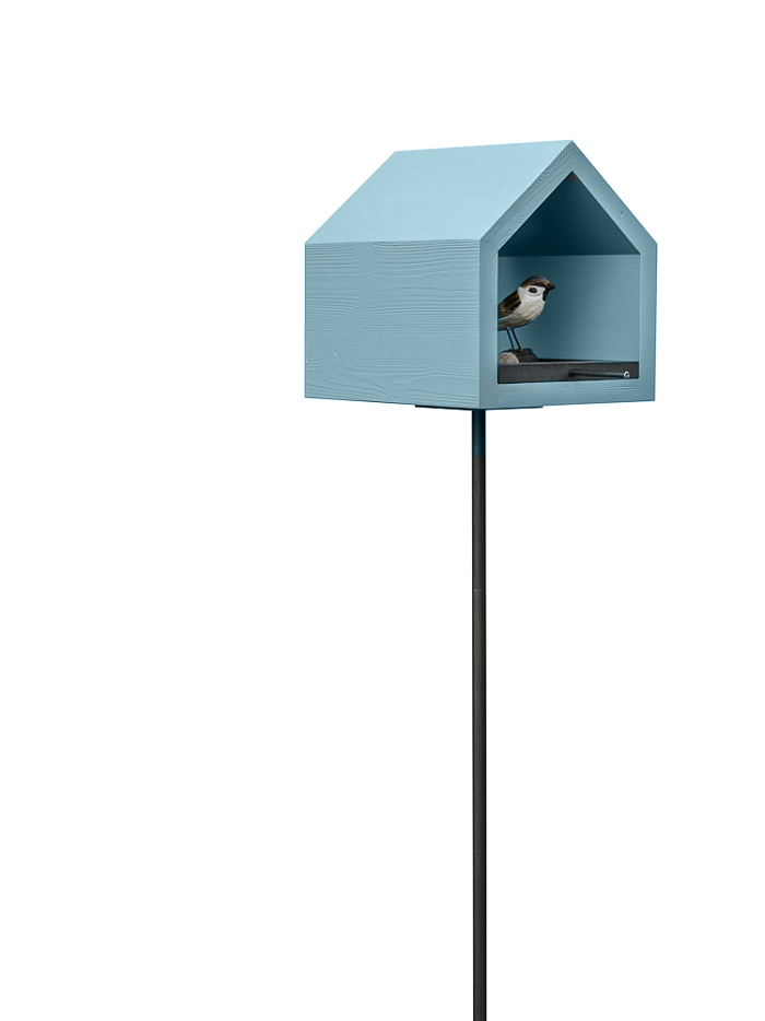 Leineblau - Vogelhaus - Weisstanne gebürstet